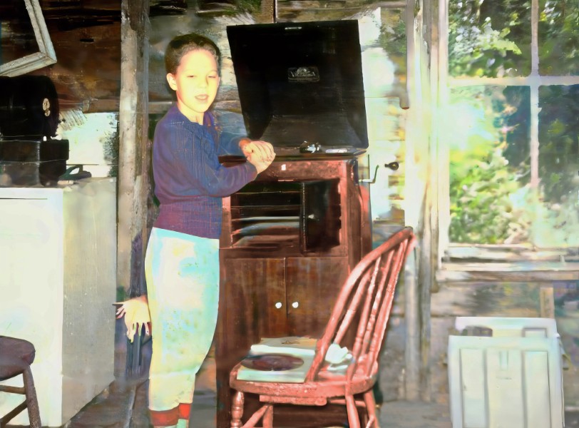 My Victrola and chest (lower right) of records in the First Attic.