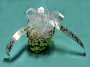 Gift baskets at each place setting.