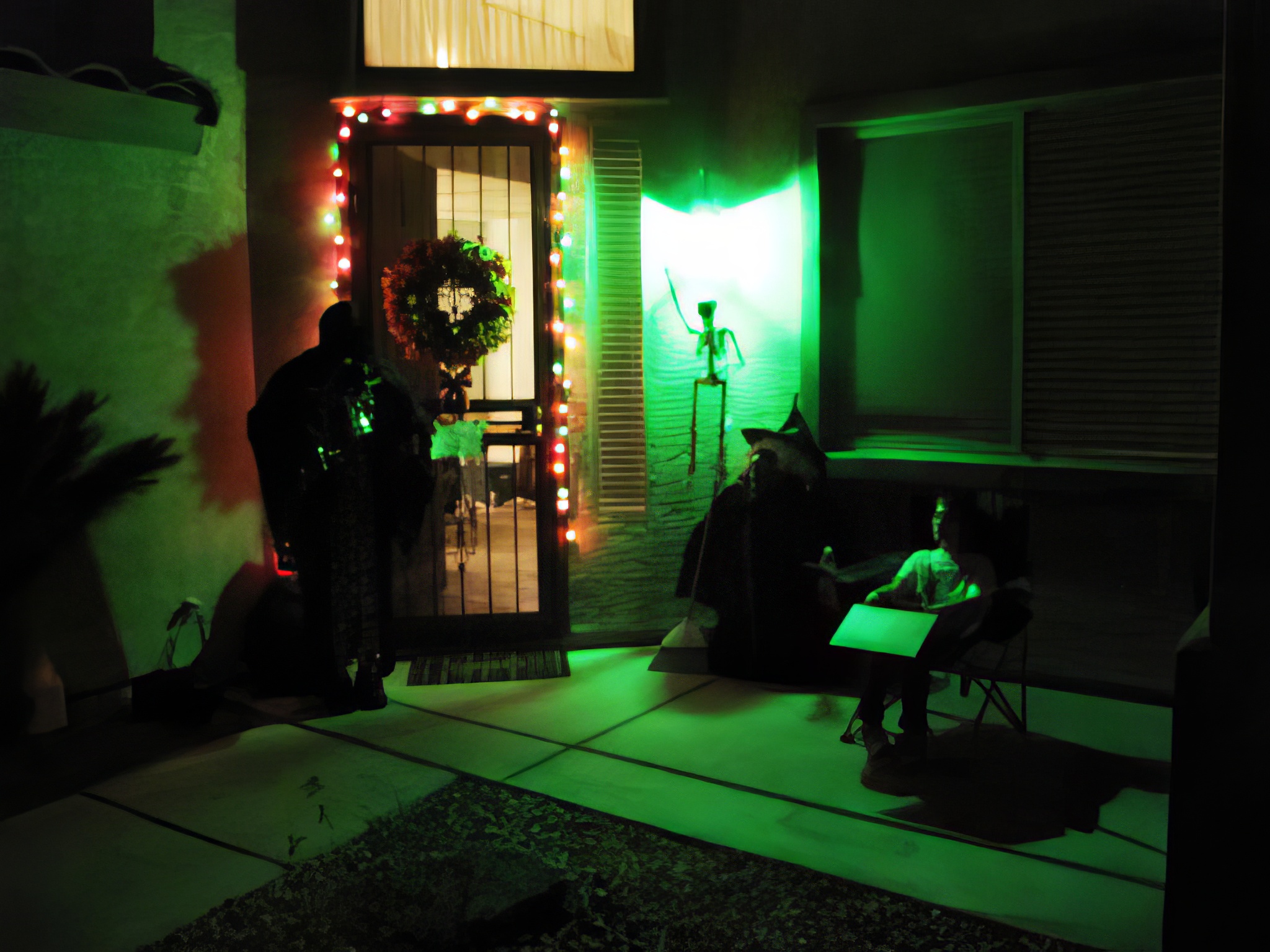 Lane takes a turn handing out candy.