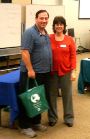 Michael wearing his stethoscope, with Dr. Joni Olehausen, Dean of Medical Education.