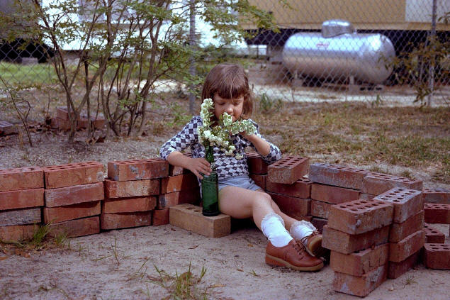 Karen in her playhouse.