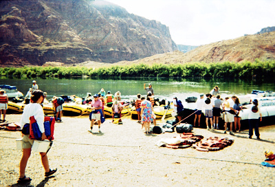 Rafts waiting at Lee's Ferry.