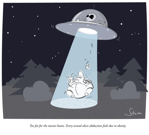 Every second abduction fails due to obesity (cartoon)