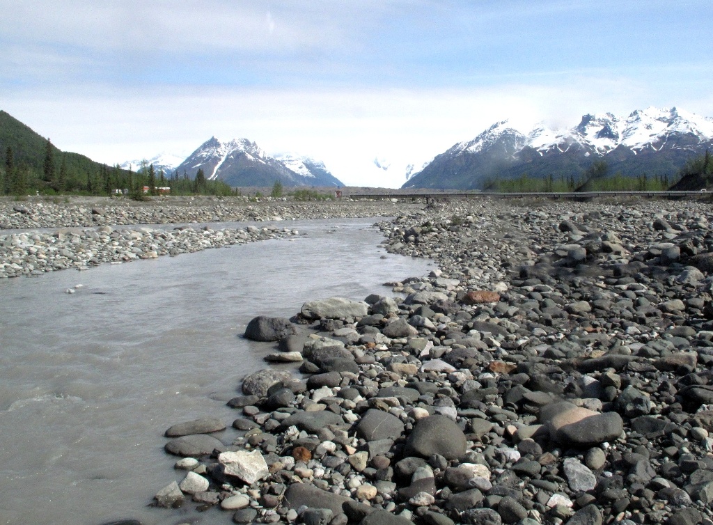 The Kennicott Glacier feeding the Kennicott River.