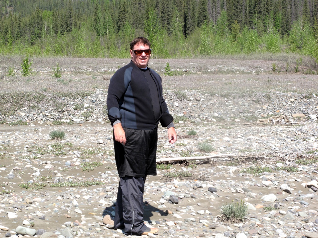 Michael on the bank of the Nizina River, Alaska.