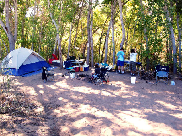 Setting up camp.