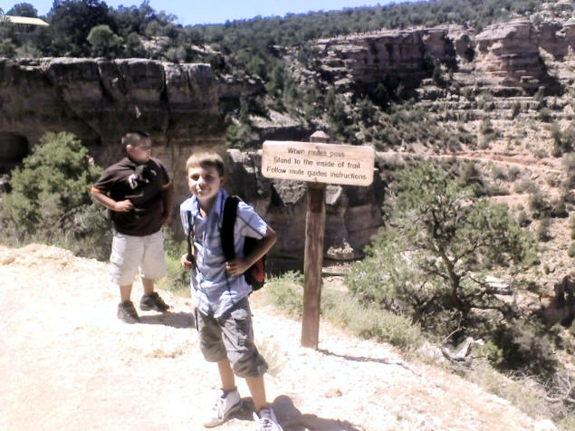 When mules pass, stand to the inside of trail, follow mule guides' instructions.