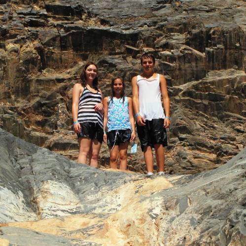 Brianna, Patricia and Zach ready to enter the grotto.