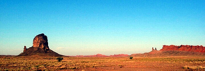 A string of monuments outside the park.