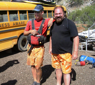 Lead boatman Reid and me: Twin sons of different mothers.