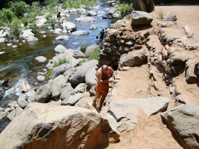 Paul climbing down to Oak Creek.