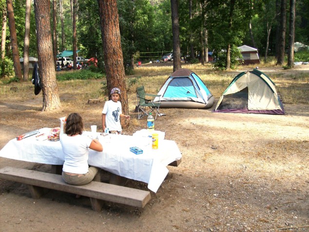Jenny and Zach at home in camp.