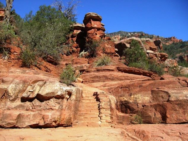 Human-carved steps at Slide Rock.