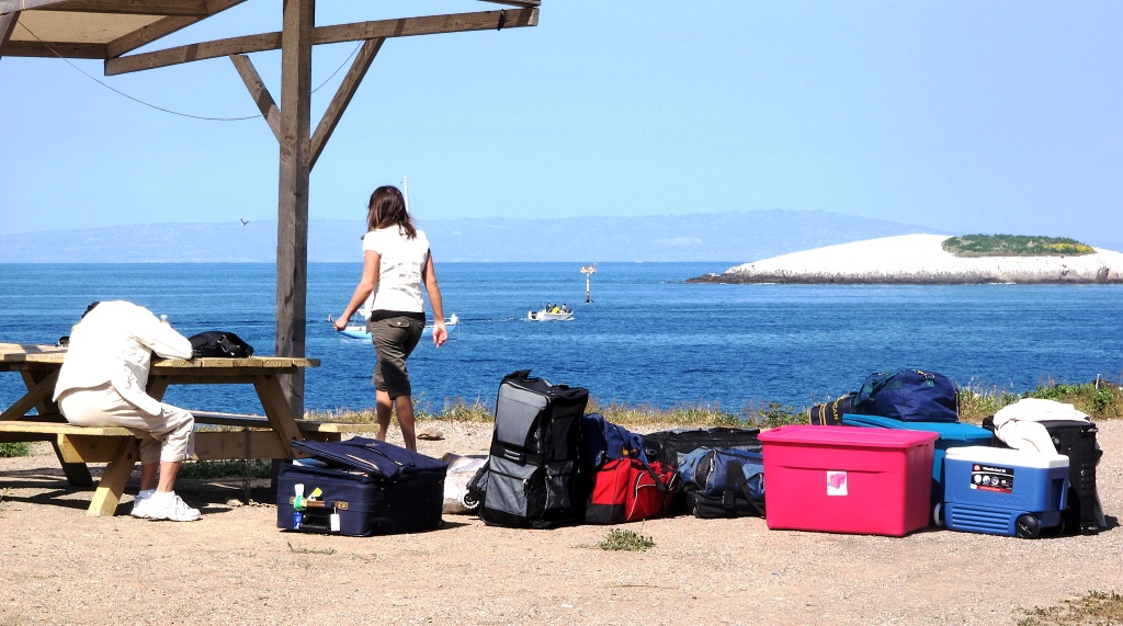 Setting up camp.