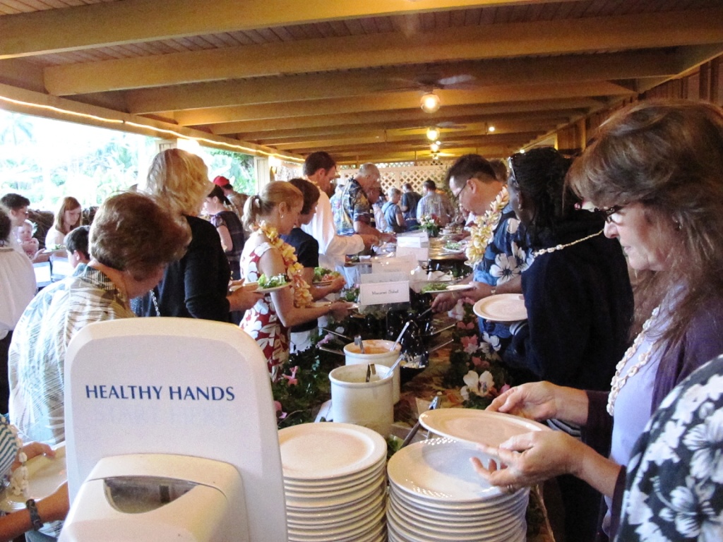 The buffet at the luau.