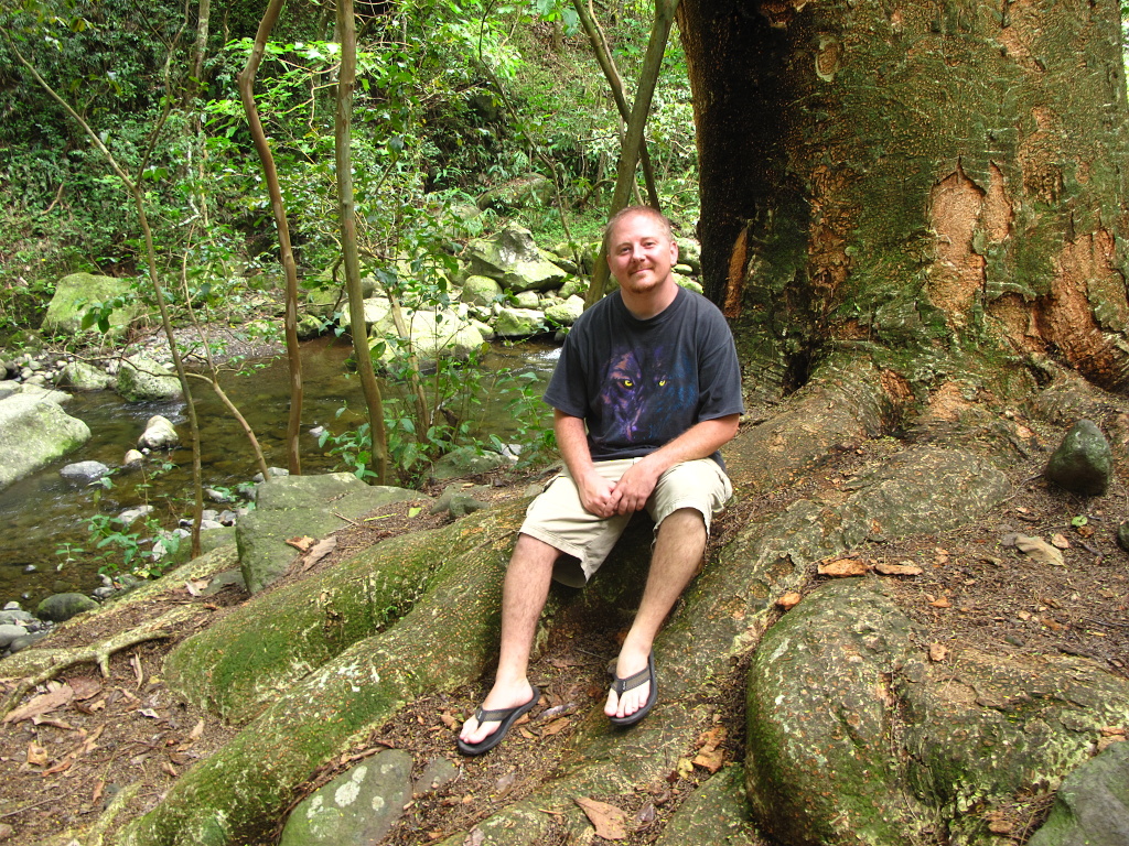 Jason contemplating a stream in Iao Valley.
