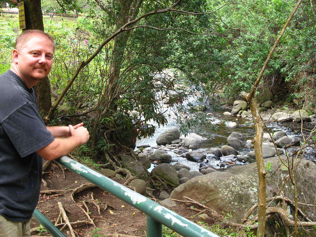 Jason overlooking a stream in Iao Valley.