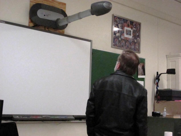 Modern electronics adorn the classrooms.