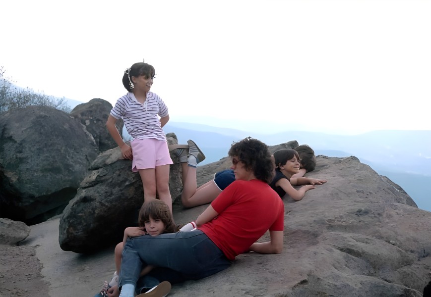 Karen, Mary and Johnny enjoy the view from the summit.