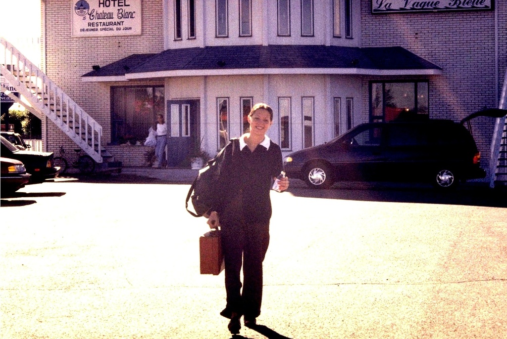 Karen ready for another day of travel.