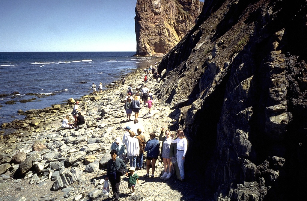 Karen and Mary on their way to the arch at Perc&eacute; Rock.