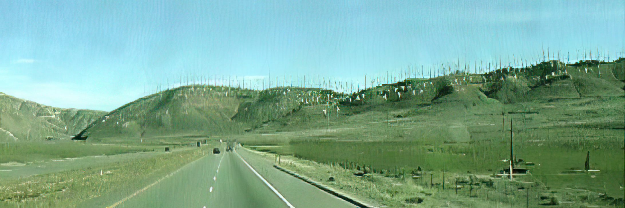 Windmills line the hills east of the Central Valley.